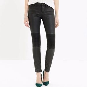 Madewell Black Coated Skinny Skinny Moto Jeans size 26 zipper ankle stretchy